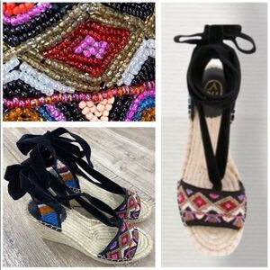 Ash Paola Platform Beaded Wedges